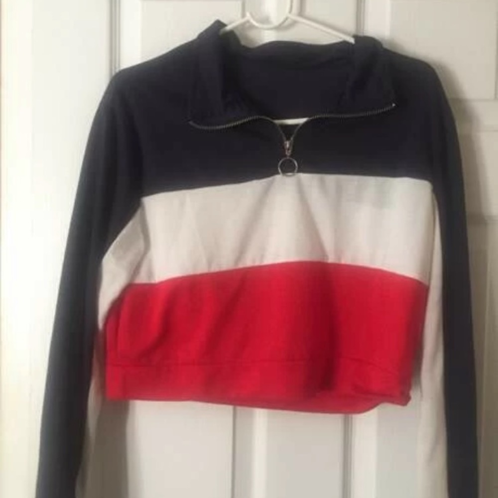 Zipper Front Color Block Sweatshirt - Picture 2 of 3
